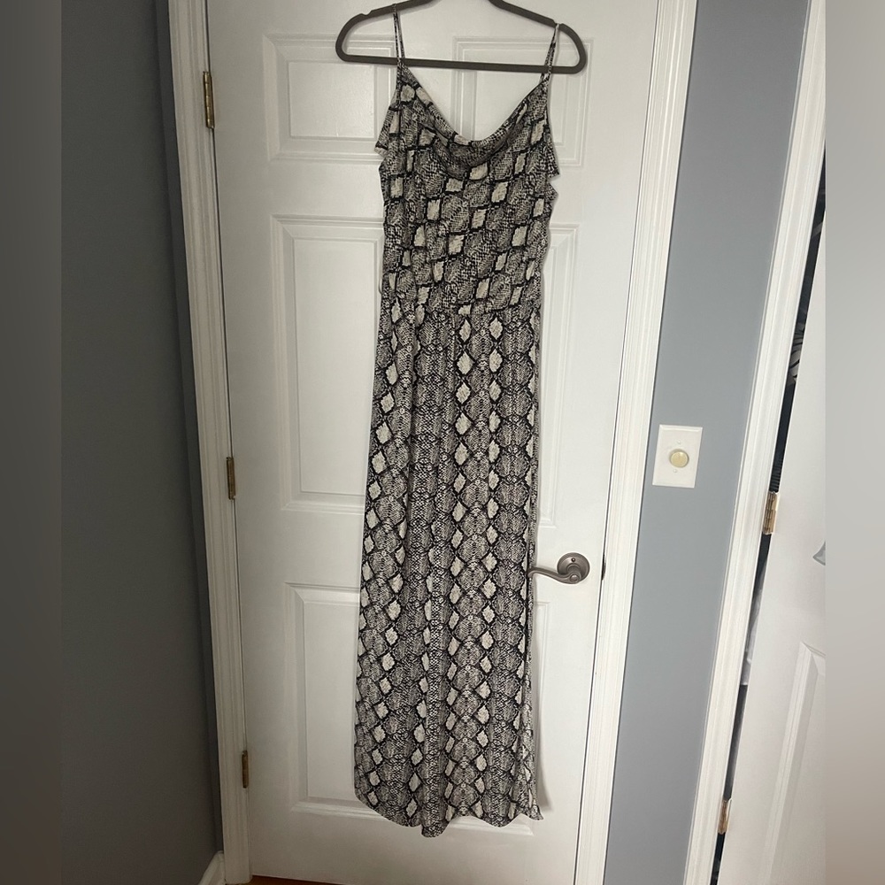 Cowl Neck Snakeskin Jumpsuit